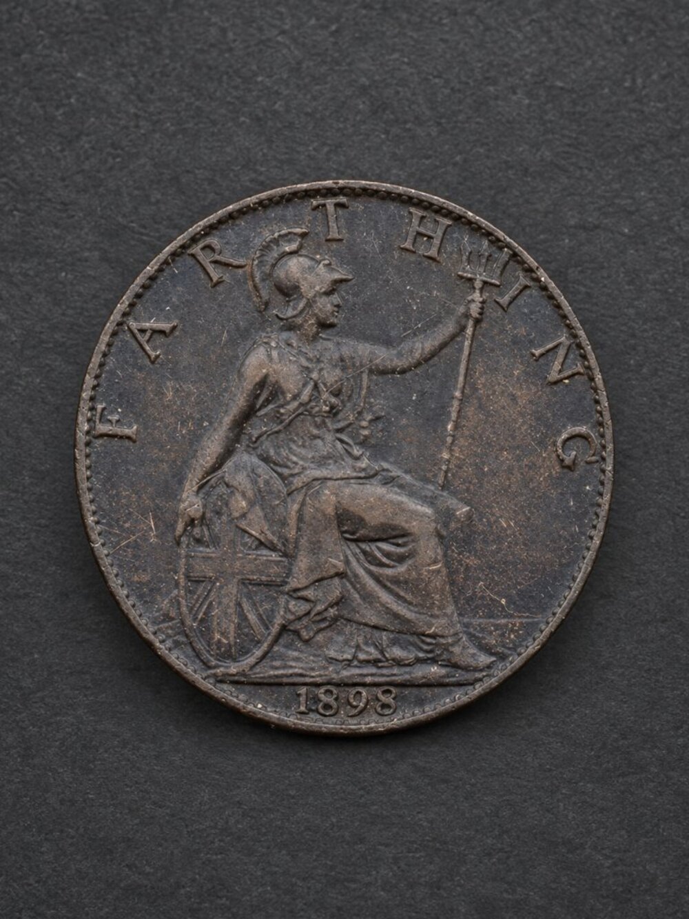 1898 Great Britain Farthing Queen Victoria Veiled Head Bronze Coin KM#788